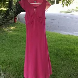 Ann Taylor chiffon pink dress with polka dots
